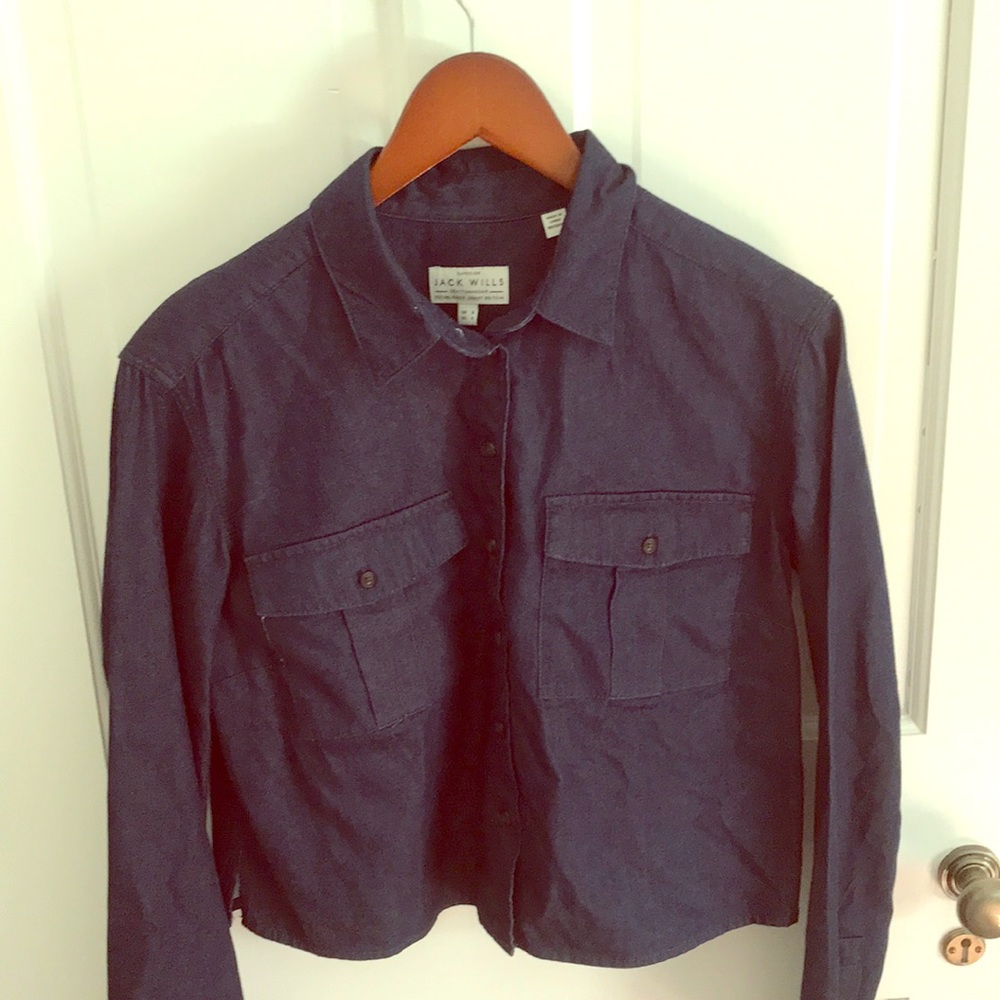 Jack wills blue button crop top